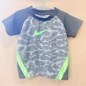 Nike Kids Rashguard 18-24M Gray Green Swim Top Stain Read